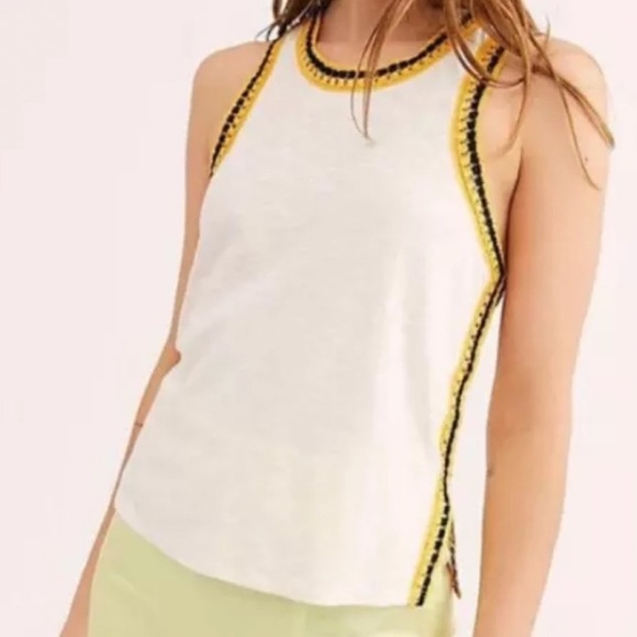 HOST PIC FREE PEOPLE COTTON BLEND TANK TOP ALLOVER CROCHET TRIM - Picture 2 of 4